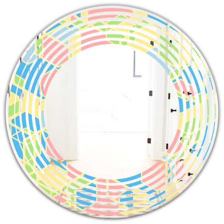 Geometrical Pastel Abstract II - Modern Round or Oval Wall Mirror - Wave
