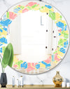 Geometrical Pastel Abstract II - Modern Round or Oval Wall Mirror - Leaves