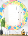 Geometrical Pastel Abstract II - Modern Round or Oval Wall Mirror - Triple C