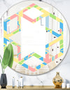 Geometrical Pastel Abstract II - Modern Round or Oval Wall Mirror - Hexagon Star