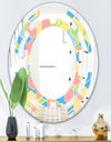 Geometrical Pastel Abstract II - Modern Round or Oval Wall Mirror - Space