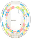 Geometrical Pastel Abstract II - Modern Round or Oval Wall Mirror - Space