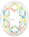 Geometrical Pastel Abstract II - Modern Round or Oval Wall Mirror - Hexagon Star