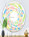 Geometrical Pastel Abstract II - Modern Round or Oval Wall Mirror - Whirl