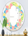 Geometrical Pastel Abstract II - Modern Round or Oval Wall Mirror - Quatrefoil