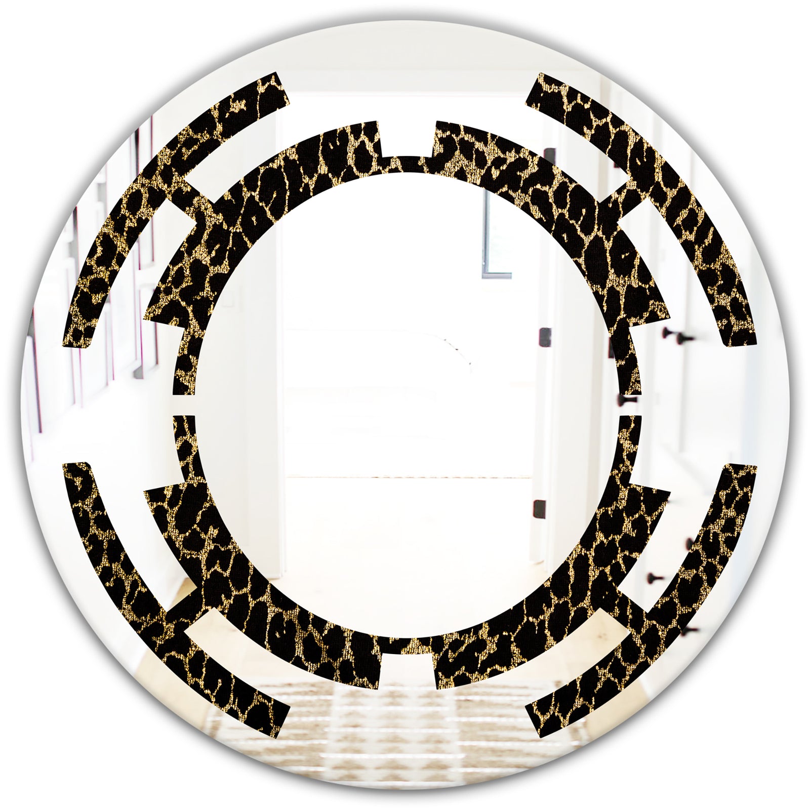 Leopard Fur Safari V - Modern Round or Oval Wall Mirror - Space