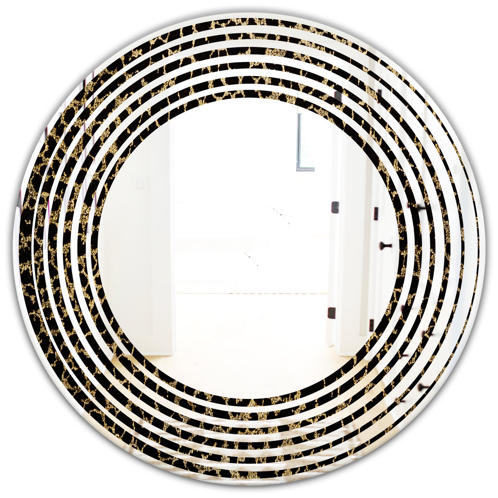 Leopard Fur Safari V - Modern Round or Oval Wall Mirror - Wave