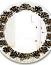 Leopard Fur Safari V - Modern Round or Oval Wall Mirror - Leaves