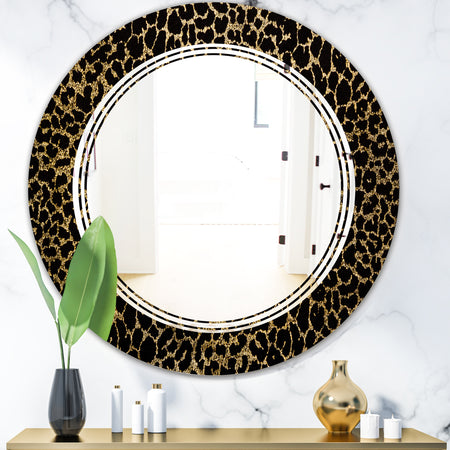 Leopard Fur Safari V - Modern Round or Oval Wall Mirror - Triple C