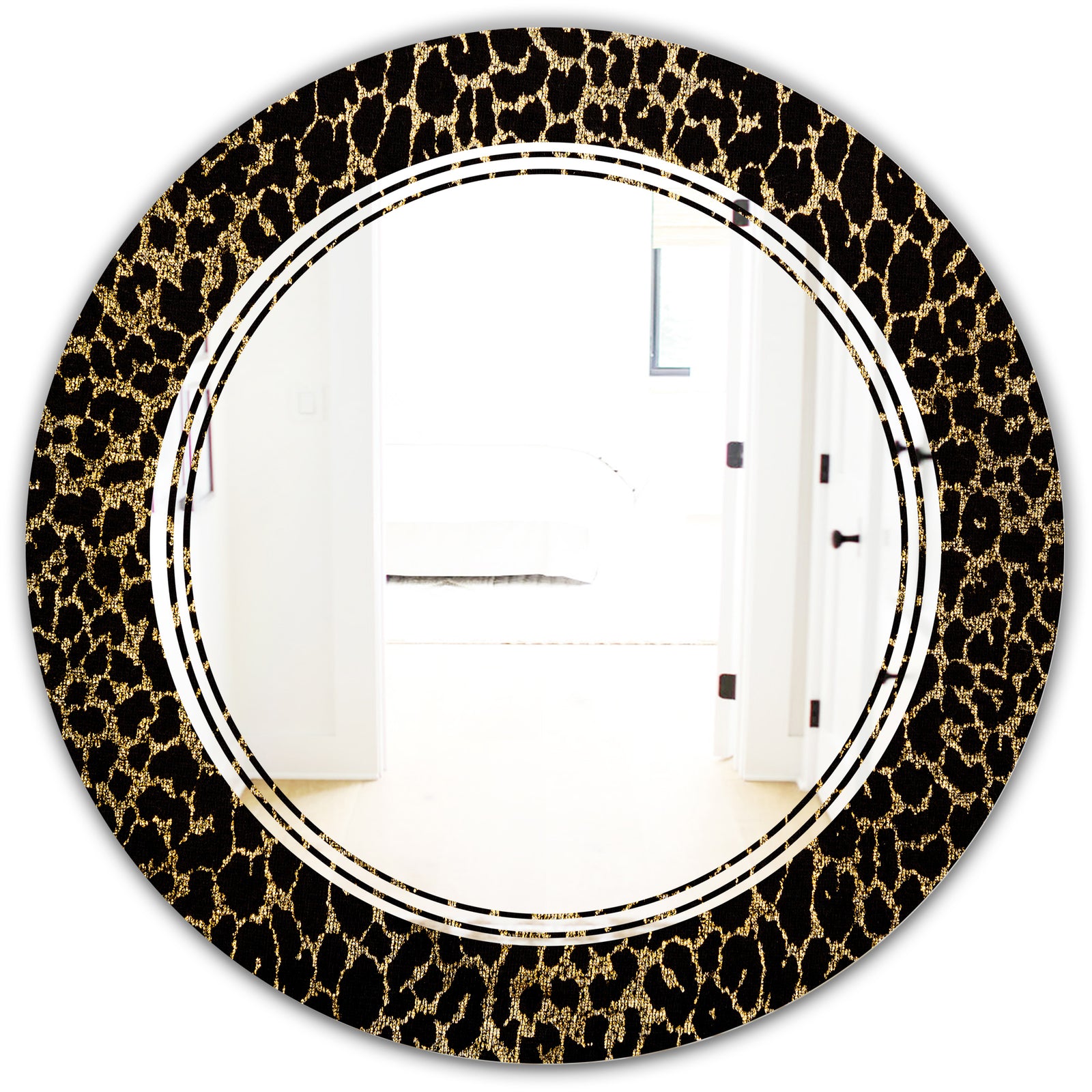 Leopard Fur Safari V - Modern Round or Oval Wall Mirror - Triple C