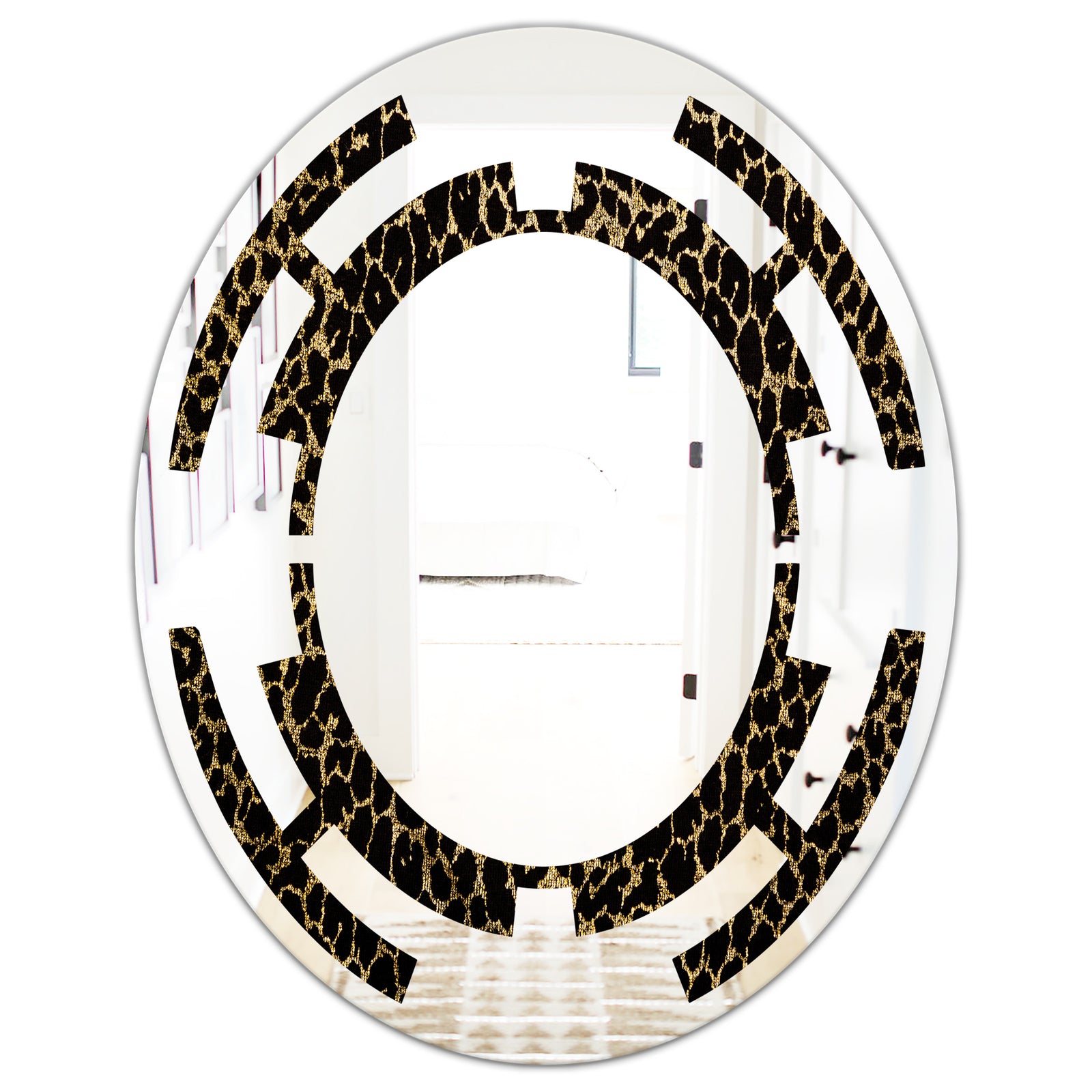 Leopard Fur Safari V - Modern Round or Oval Wall Mirror - Space