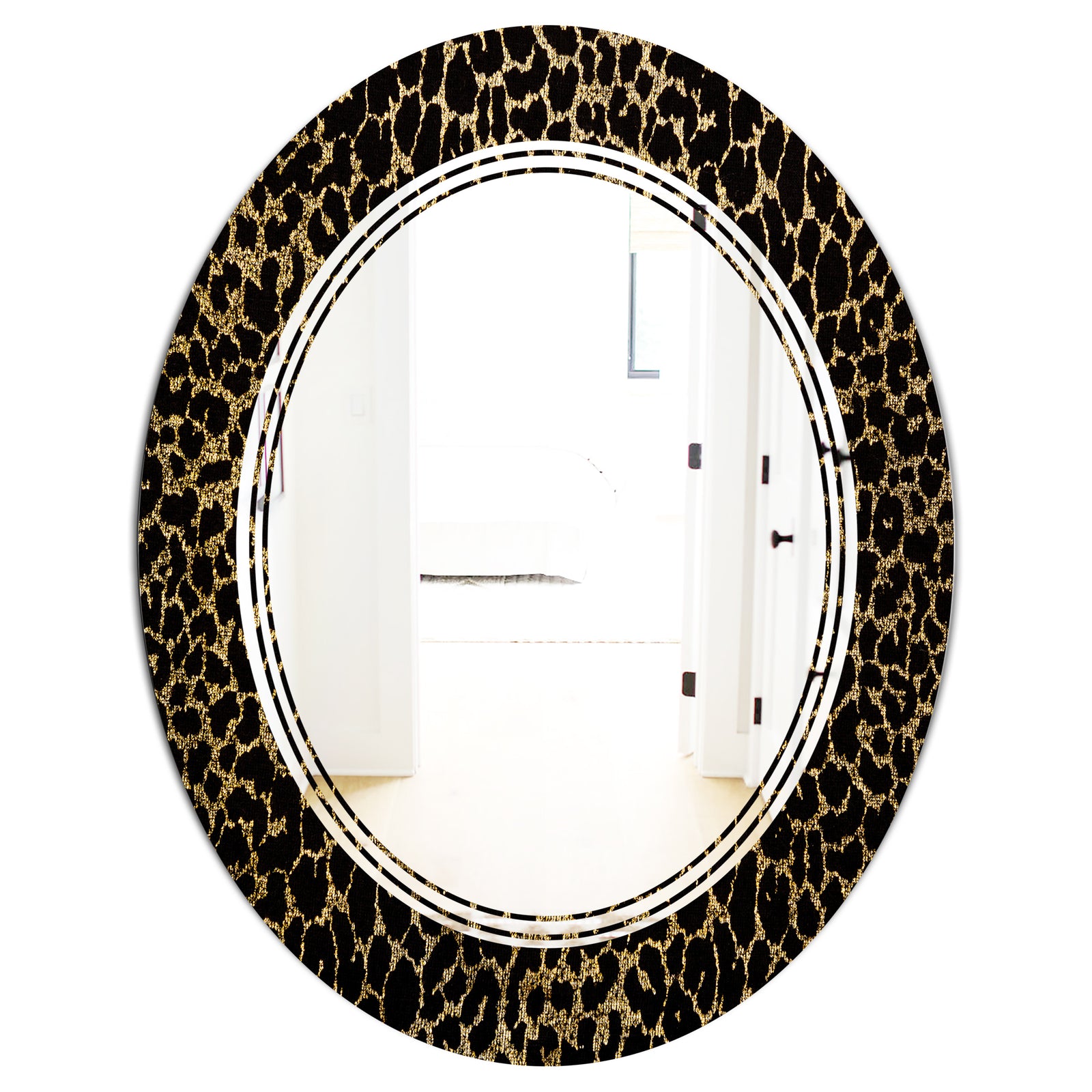 Leopard Fur Safari V - Modern Round or Oval Wall Mirror - Triple C