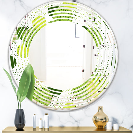 Circular Abstract Retro Geometric X - Modern Round or Oval Wall Mirror - Wave