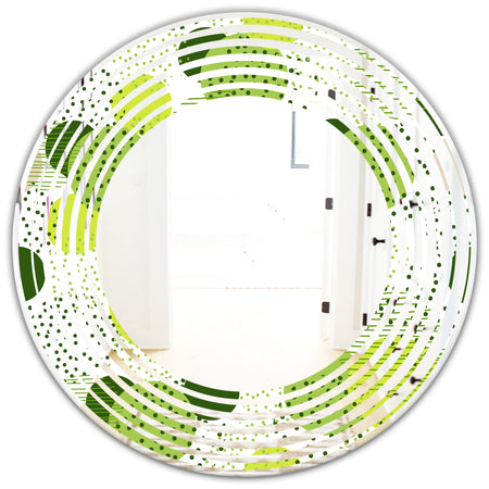 Circular Abstract Retro Geometric X - Modern Round or Oval Wall Mirror - Wave