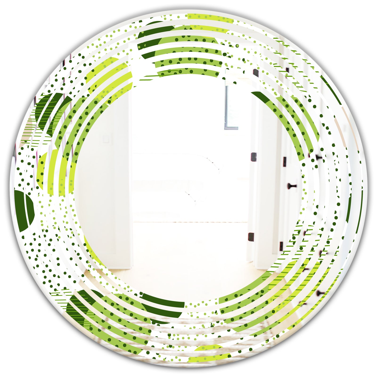 Circular Abstract Retro Geometric X - Modern Round or Oval Wall Mirror - Wave