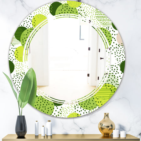 Circular Abstract Retro Geometric X - Modern Round or Oval Wall Mirror - Triple C