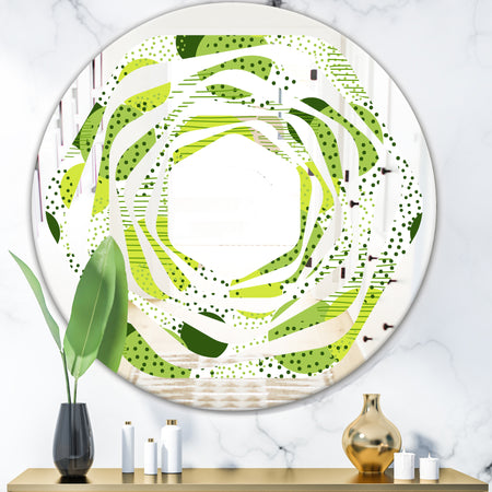 Circular Abstract Retro Geometric X - Modern Round or Oval Wall Mirror - Whirl