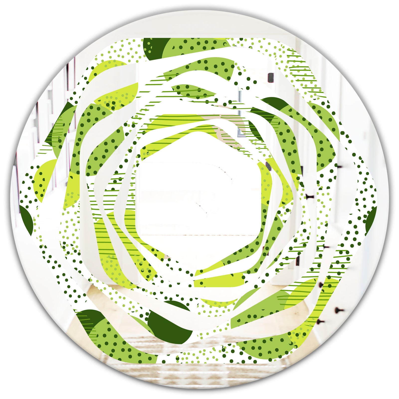 Circular Abstract Retro Geometric X - Modern Round or Oval Wall Mirror - Whirl