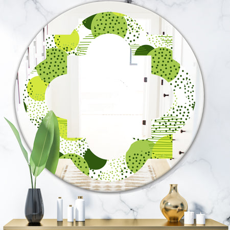 Circular Abstract Retro Geometric X - Modern Round or Oval Wall Mirror - Quatrefoil