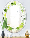 Circular Abstract Retro Geometric X - Modern Round or Oval Wall Mirror - Leaves