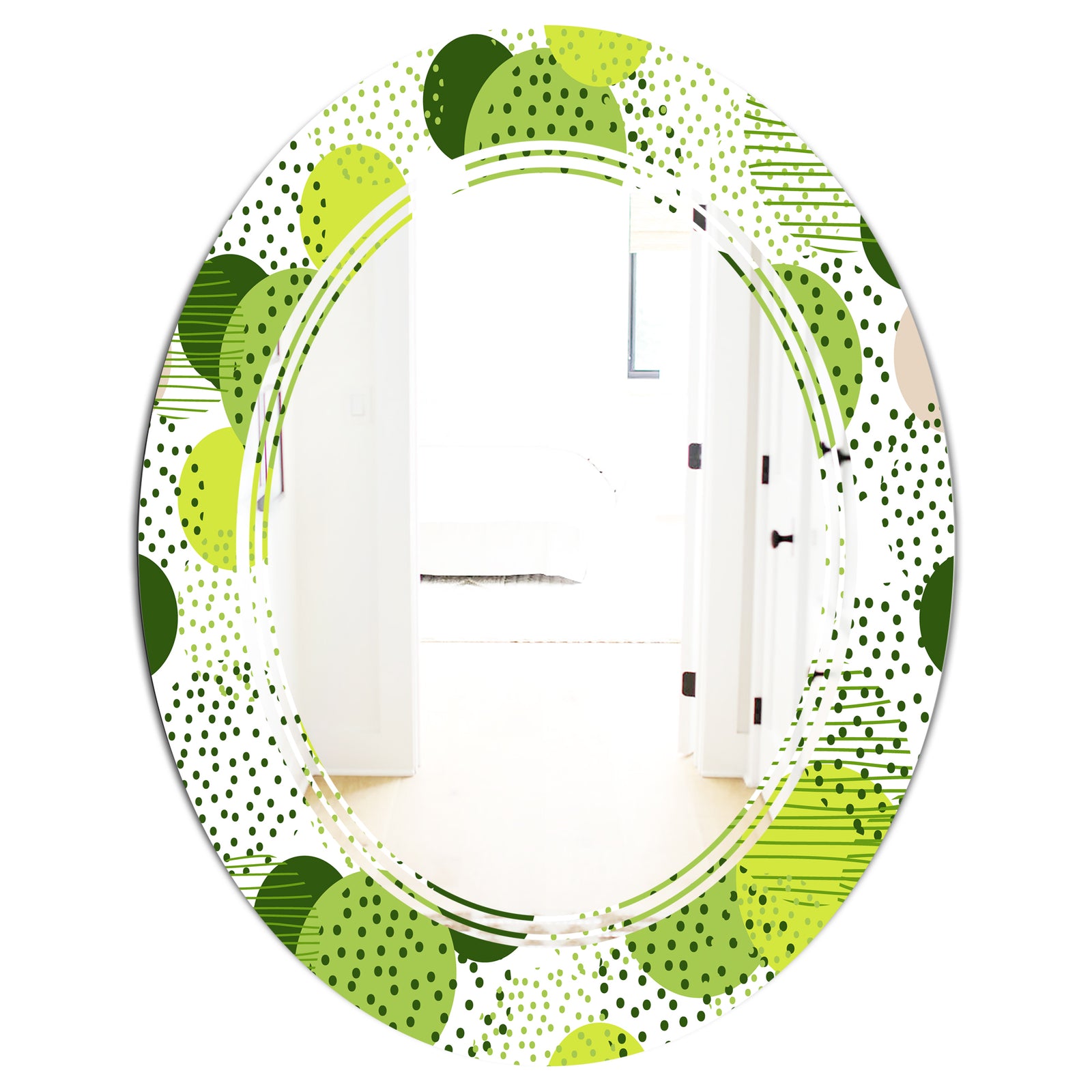 Circular Abstract Retro Geometric X - Modern Round or Oval Wall Mirror - Triple C