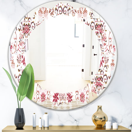 Ornamental Retro Pattern - Modern Round or Oval Wall Mirror - Leaves