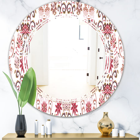 Ornamental Retro Pattern - Modern Round or Oval Wall Mirror - Triple C
