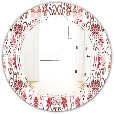 Ornamental Retro Pattern - Modern Round or Oval Wall Mirror - Triple C
