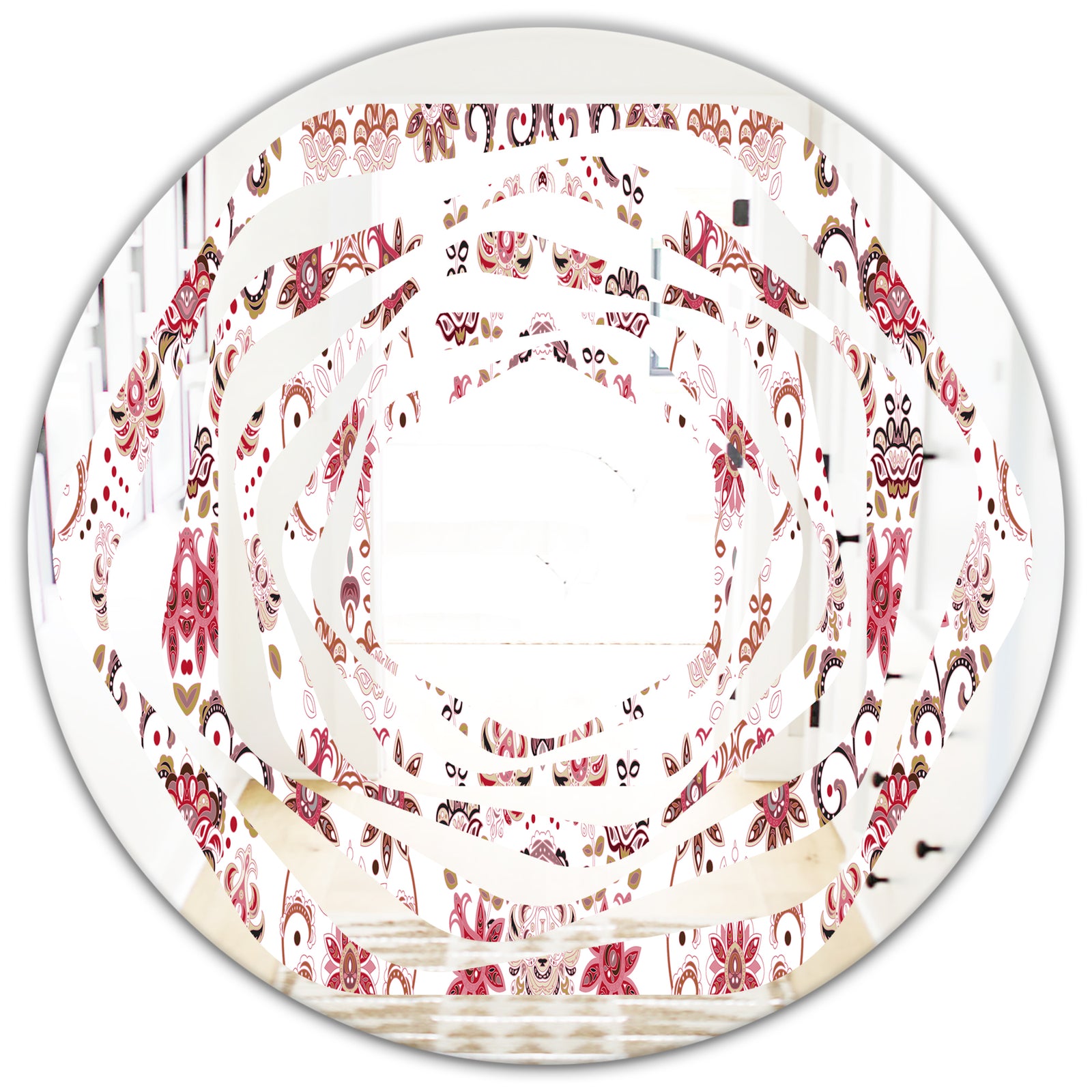 Ornamental Retro Pattern - Modern Round or Oval Wall Mirror - Whirl