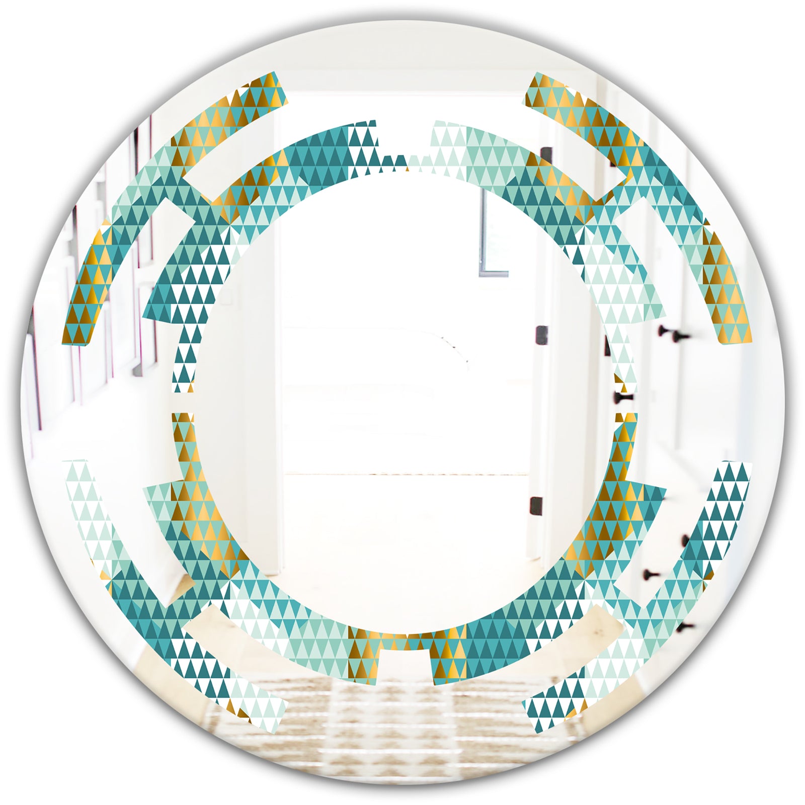 Retro Hexagon Pattern IV - Modern Round or Oval Wall Mirror - Space