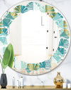 Retro Hexagon Pattern IV - Modern Round or Oval Wall Mirror - Leaves