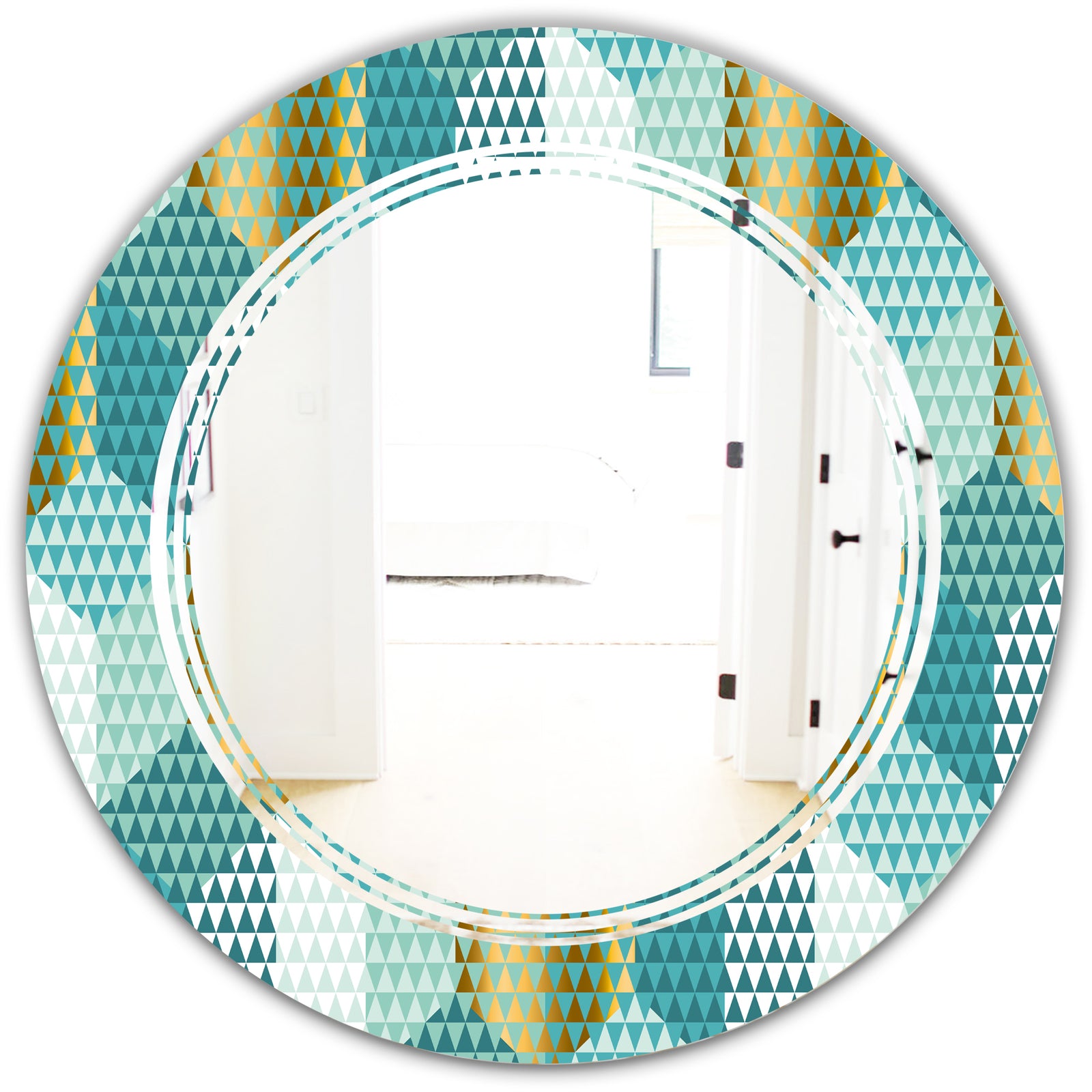 Retro Hexagon Pattern IV - Modern Round or Oval Wall Mirror - Triple C