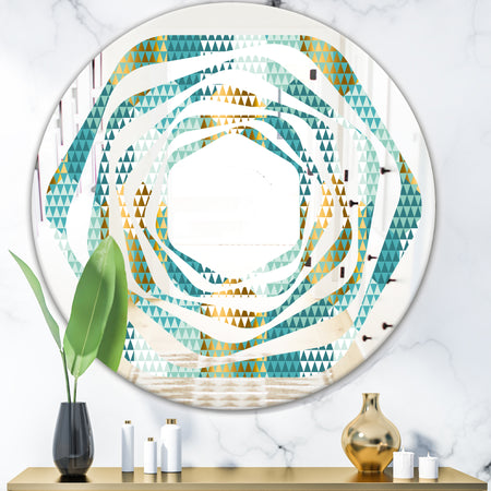 Retro Hexagon Pattern IV - Modern Round or Oval Wall Mirror - Whirl