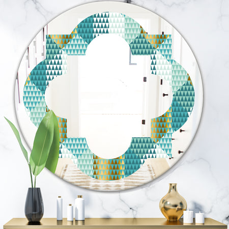 Retro Hexagon Pattern IV - Modern Round or Oval Wall Mirror - Quatrefoil