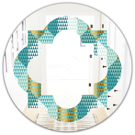Retro Hexagon Pattern IV - Modern Round or Oval Wall Mirror - Quatrefoil