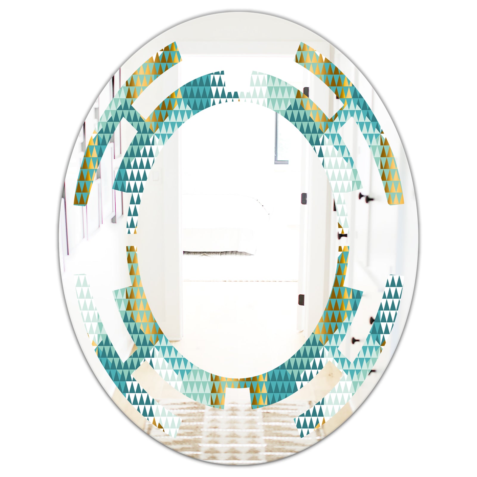 Retro Hexagon Pattern IV - Modern Round or Oval Wall Mirror - Space