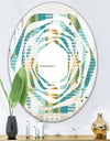 Retro Hexagon Pattern IV - Modern Round or Oval Wall Mirror - Whirl