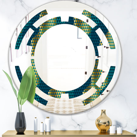 Retro Hexagon Pattern V - Modern Round or Oval Wall Mirror - Space