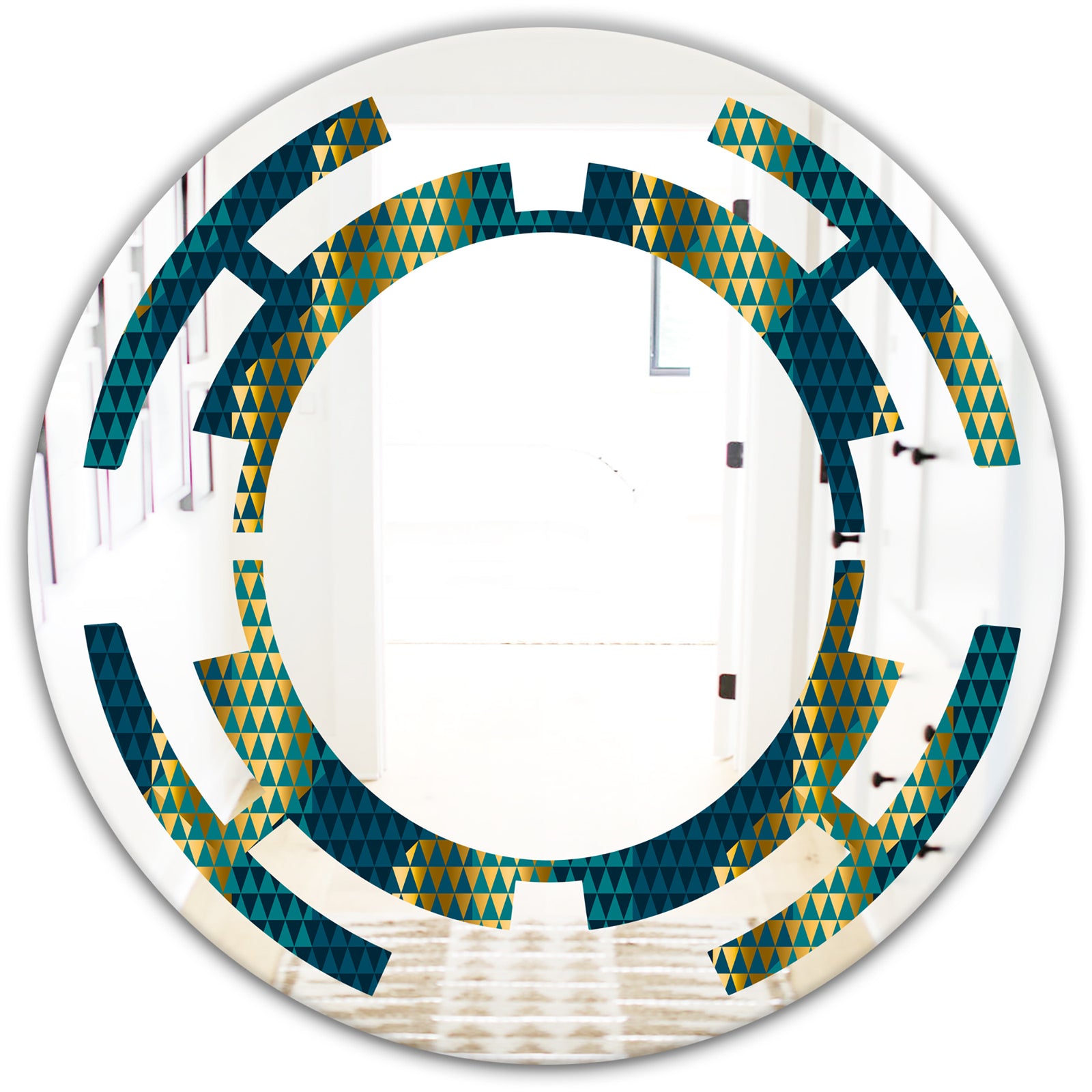 Retro Hexagon Pattern V - Modern Round or Oval Wall Mirror - Space