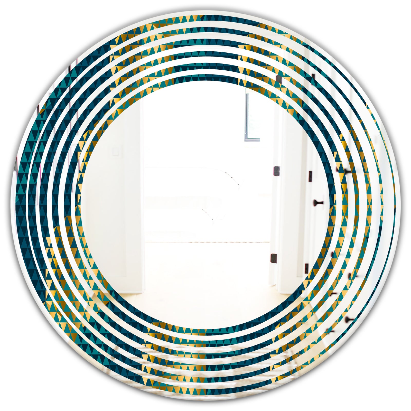 Retro Hexagon Pattern V - Modern Round or Oval Wall Mirror - Wave