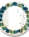 Retro Hexagon Pattern V - Modern Round or Oval Wall Mirror - Leaves