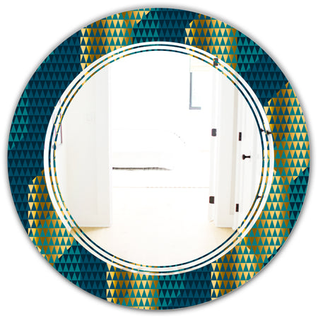 Retro Hexagon Pattern V - Modern Round or Oval Wall Mirror - Triple C
