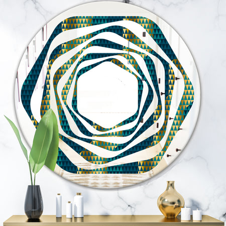 Retro Hexagon Pattern V - Modern Round or Oval Wall Mirror - Whirl
