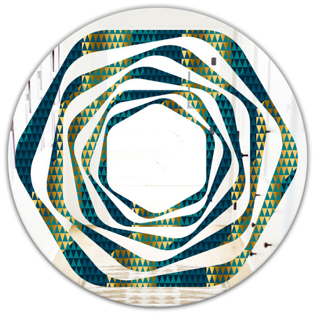 Retro Hexagon Pattern V - Modern Round or Oval Wall Mirror - Whirl