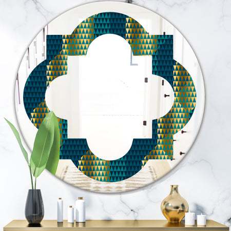 Retro Hexagon Pattern V - Modern Round or Oval Wall Mirror - Quatrefoil