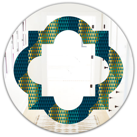 Retro Hexagon Pattern V - Modern Round or Oval Wall Mirror - Quatrefoil