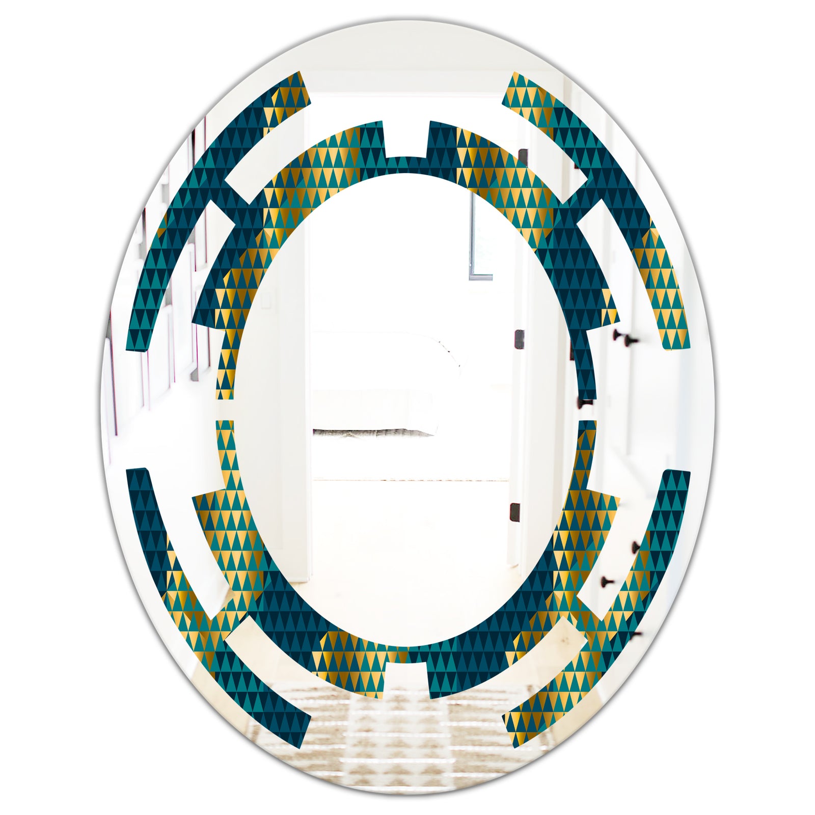 Retro Hexagon Pattern V - Modern Round or Oval Wall Mirror - Space