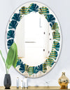 Retro Hexagon Pattern V - Modern Round or Oval Wall Mirror - Leaves