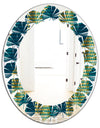 Retro Hexagon Pattern V - Modern Round or Oval Wall Mirror - Leaves