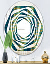 Retro Hexagon Pattern V - Modern Round or Oval Wall Mirror - Whirl